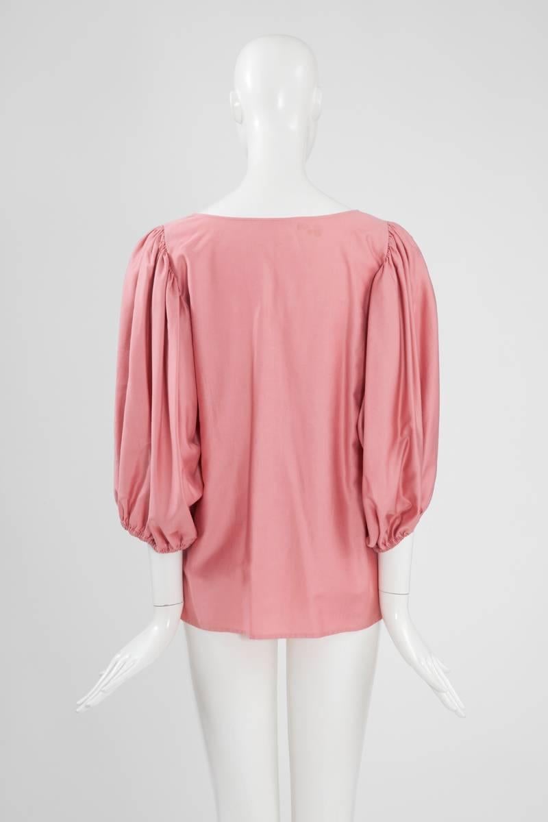 Pink Yves Saint Laurent Peasant Blouse Tunic  For Sale