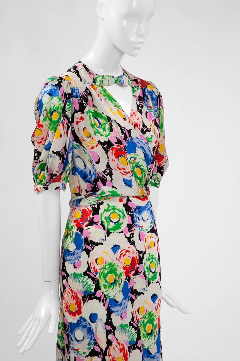 Gray 1930’s Bias Cut Wrap Evening Dress