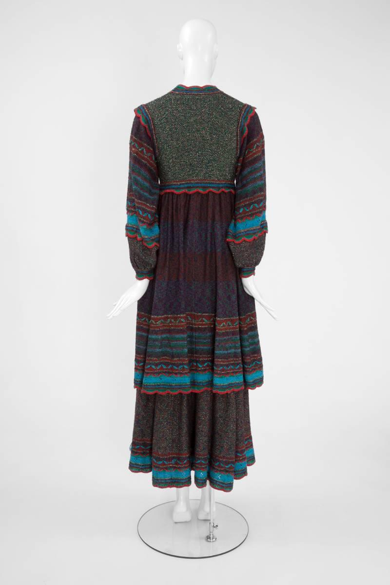 Metallic Ruffled Knitted Maxi Dress & Shawl  For Sale 1