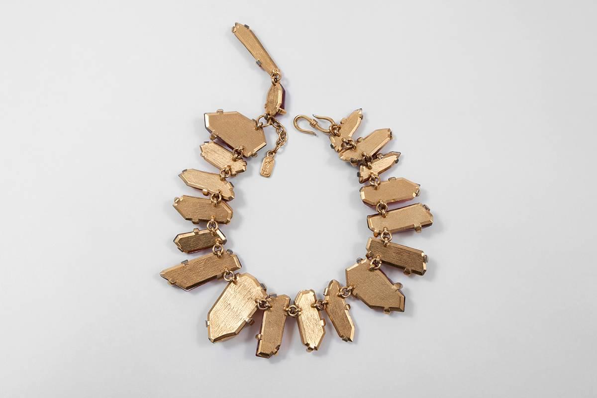 Yves Saint Laurent Gold and Red Quartz Collar Necklace 2