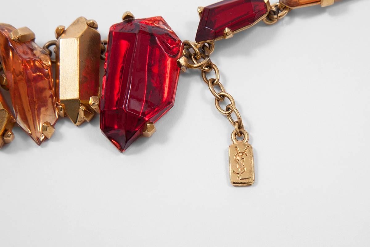 Yves Saint Laurent Gold and Red Quartz Collar Necklace 3