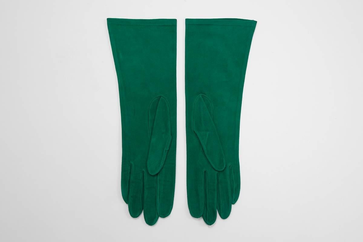 Blue Yves Saint Laurent Suede Gloves