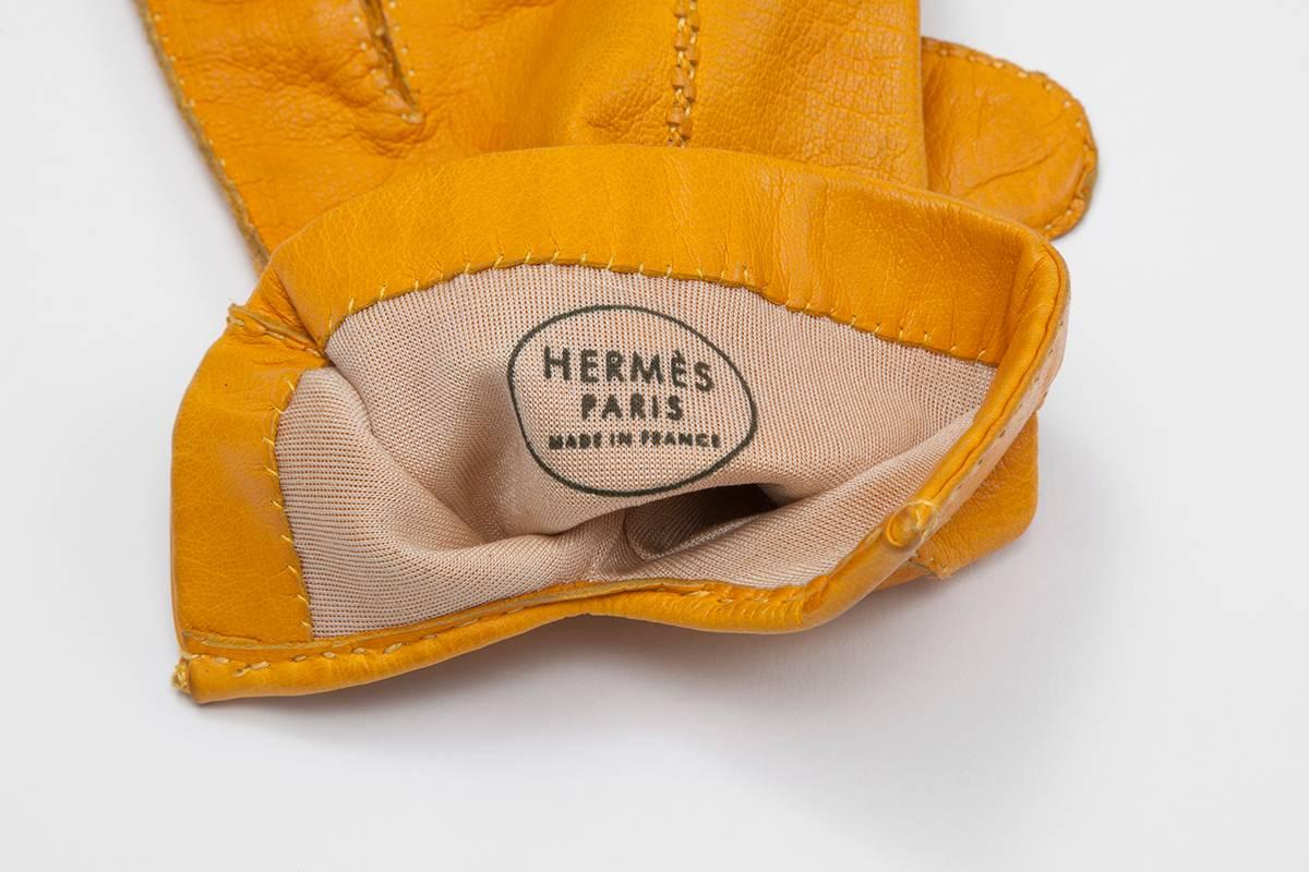 Hermes Leather and Gilt Metal Gloves 1