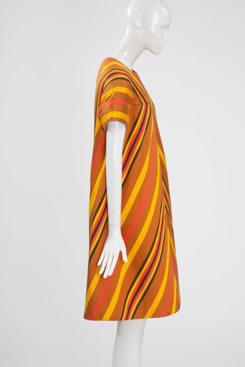 Orange Guy Laroche Haute Couture Silk Dress, Spring-Summer 1967 For Sale