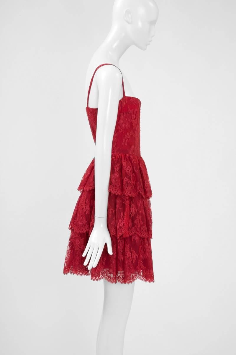 Torrente Ruffled Lace Mini Dress Suit  In Excellent Condition For Sale In Geneva, CH