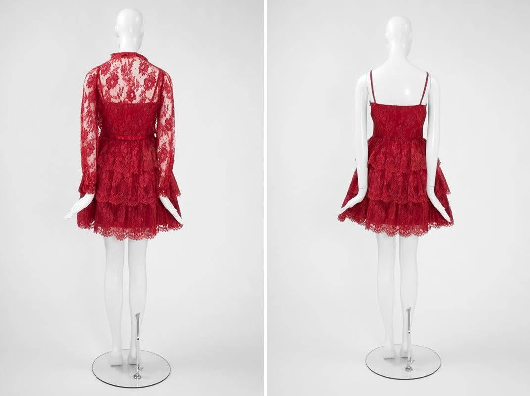 Women's Torrente Ruffled Lace Mini Dress Suit For Sale