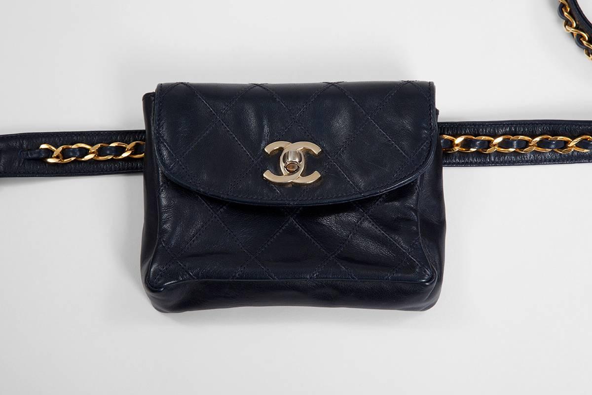 Black Chanel Quilted Belt Bag 