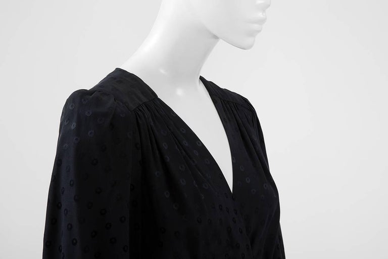 Women's Yves Saint Laurent Silk Jacquard Ruffle Dress, Circa 1978