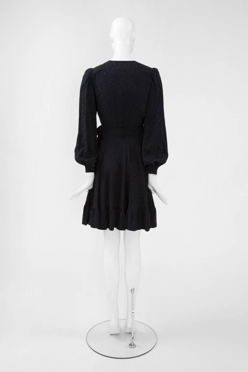 Yves Saint Laurent Silk Jacquard Ruffle Dress, Circa 1978 2