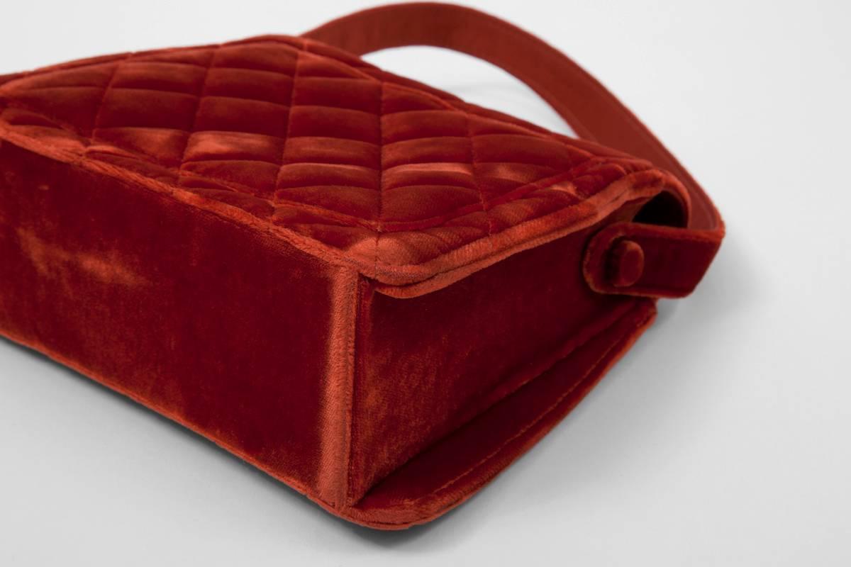 Women's Chanel Velvet Quilted Top Handle Bag