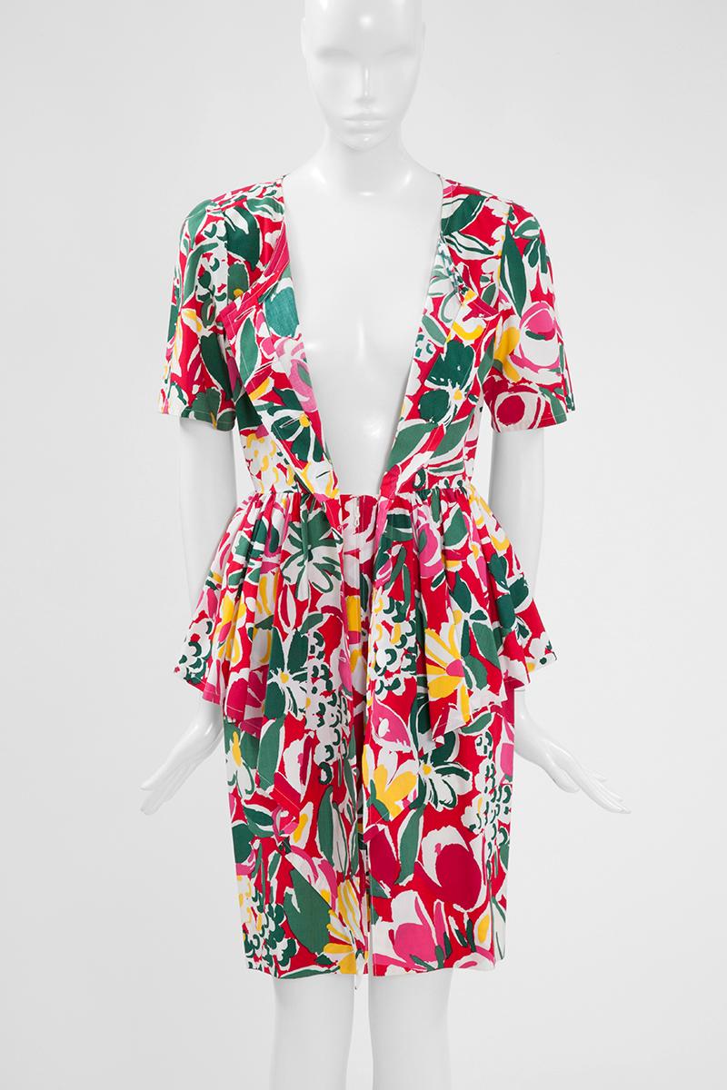 Guy Laroche Floral Peplum Dress For Sale 2