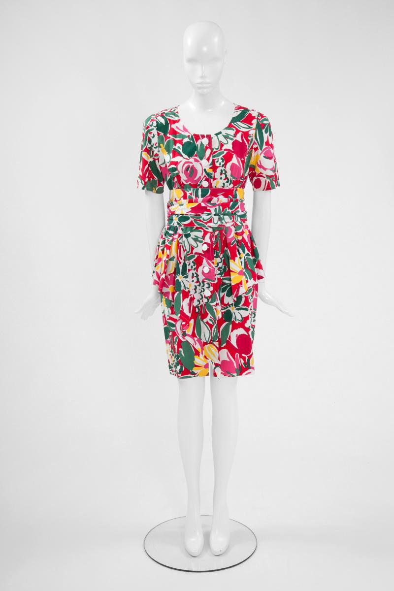 Guy Laroche Floral Peplum Dress For Sale 3