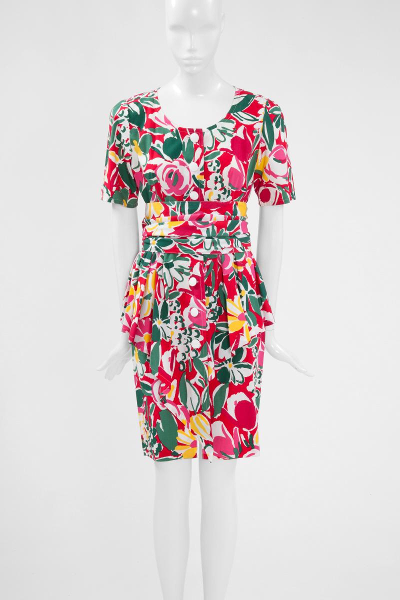 Guy Laroche Floral Peplum Dress For Sale 4