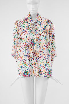 Yves Saint Laurent Lavalliere Dotted Silk Blouse