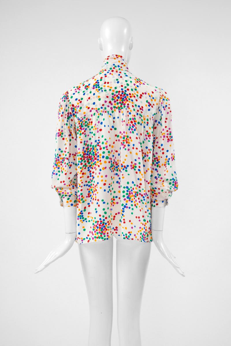 Yves Saint Laurent Lavalliere Dotted Silk Blouse 2