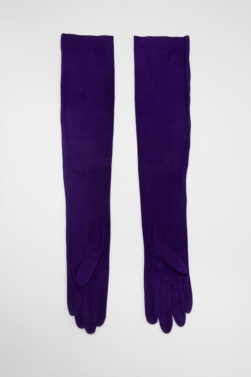 purple suede gloves