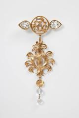 Yves Saint Laurent Gilt Metal & Crystal Brooch