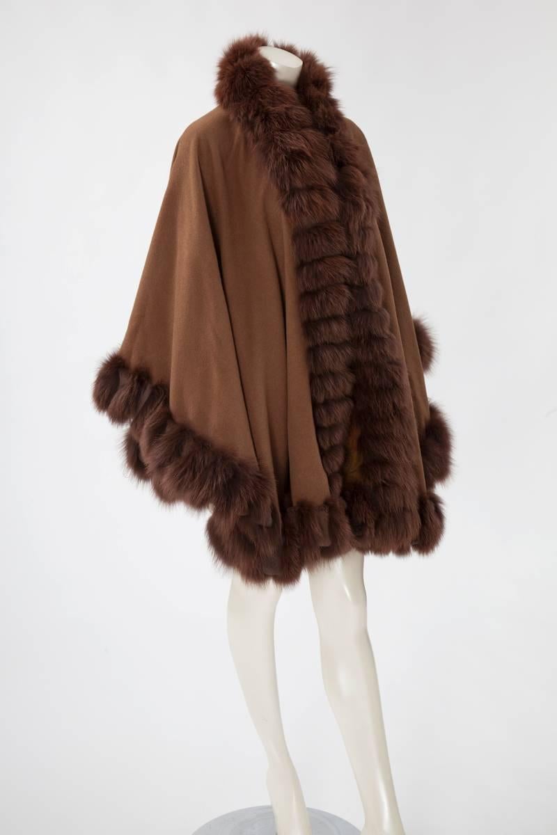 Unworn Sprung Frères Reversible Cashmere & Sable Fur Stole Cape 1