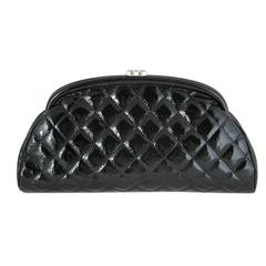 Chanel Black Distressed Patent Leather CC Timeless Clutch Bag