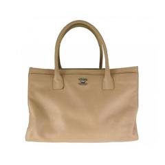 Chanel Jumbo Beige Caviar Leather Cerf Executive Tote Bag