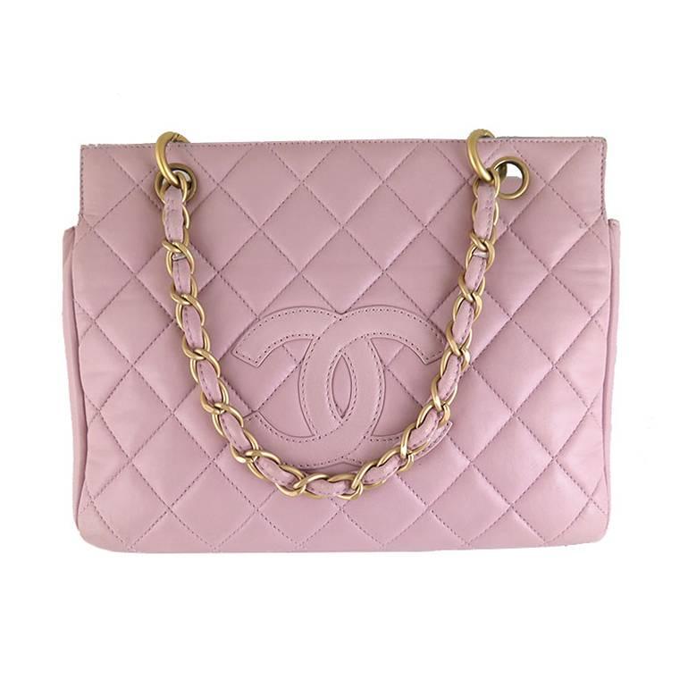 Chanel Purple Pink Lambskin Petite Timeless Shopping Tote Ptt Bag For Sale