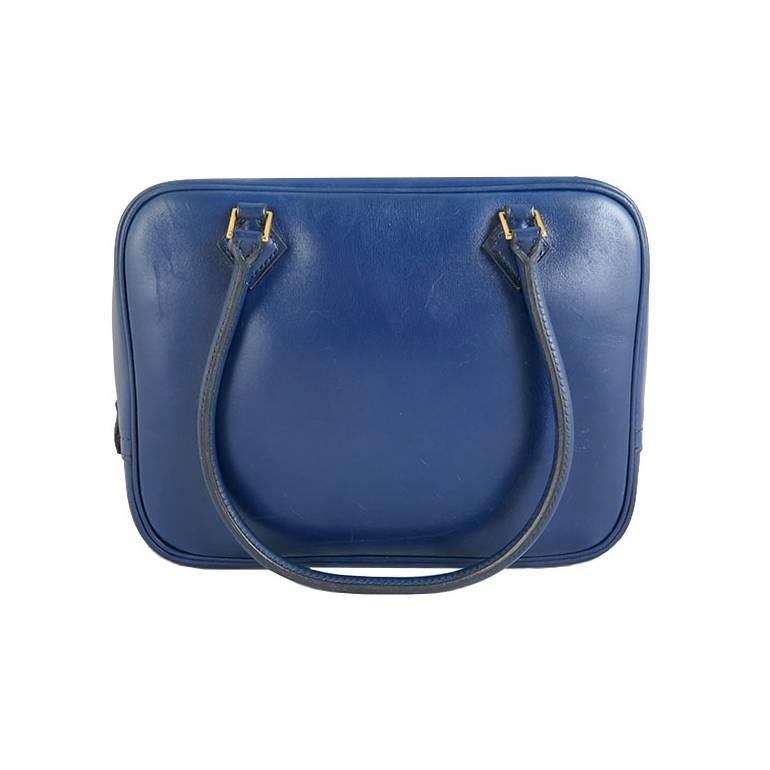 Hermes Blue Plume 20 Boxcalf Leather Gold Hardware For Sale