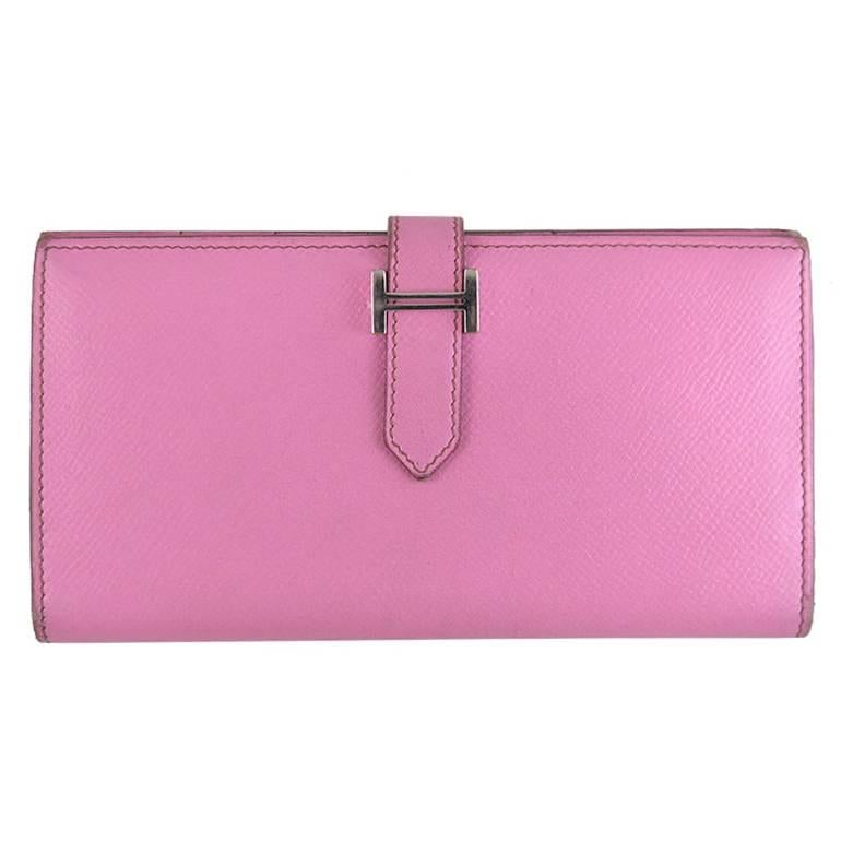 Hermes 5P Bubblegum Pink Bearn Palladium Hardware Wallet - Rare For Sale