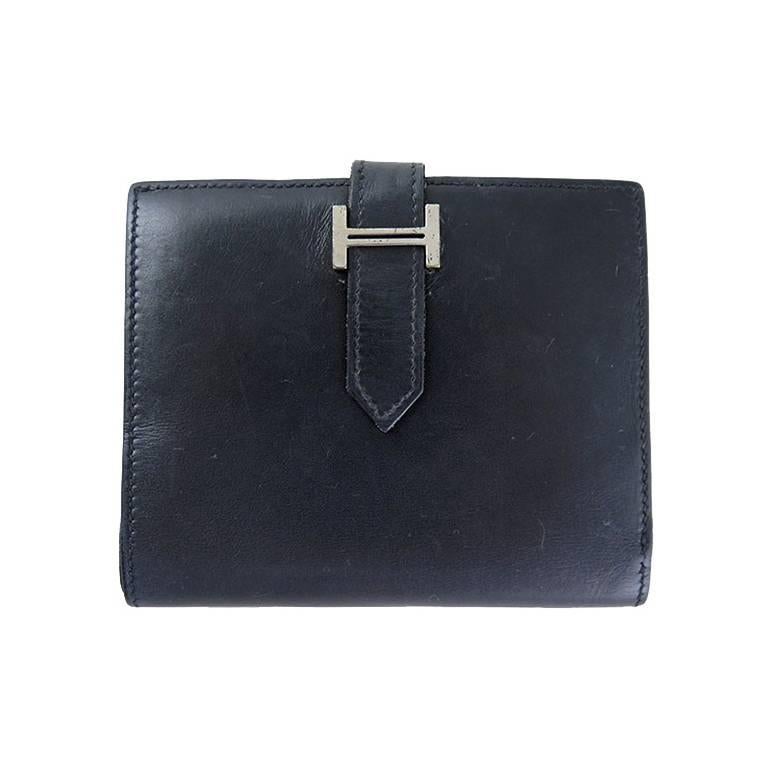 Hermes Black Bearn Veau Boxcalf Palladium Hardware Wallet For Sale
