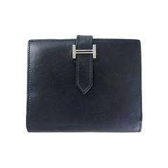 Hermes Black Bearn Veau Boxcalf Palladium Hardware Wallet