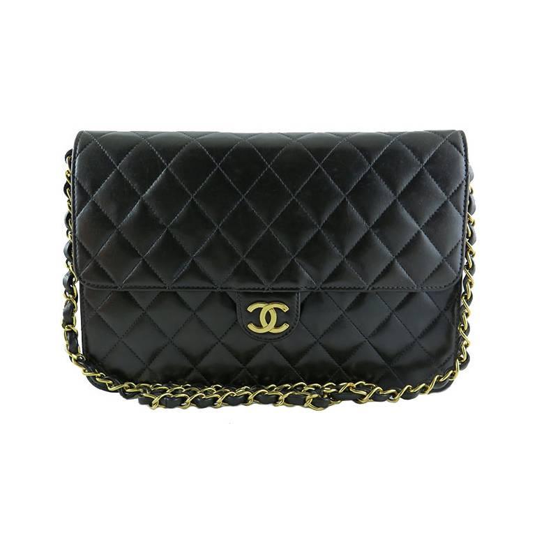 Chanel 3way Black Lambskin 2.55 Gold Hardware CC Evening Clutch For Sale