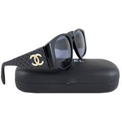 Chanel Black Matelasse Gold CC Sunglasses