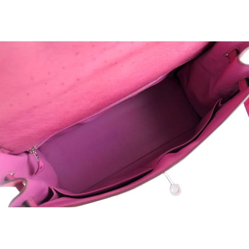 Hermes Pink Fuchsia Kelly Ostrich 35cm Palladium Hardware Shoulder Bag For Sale 1