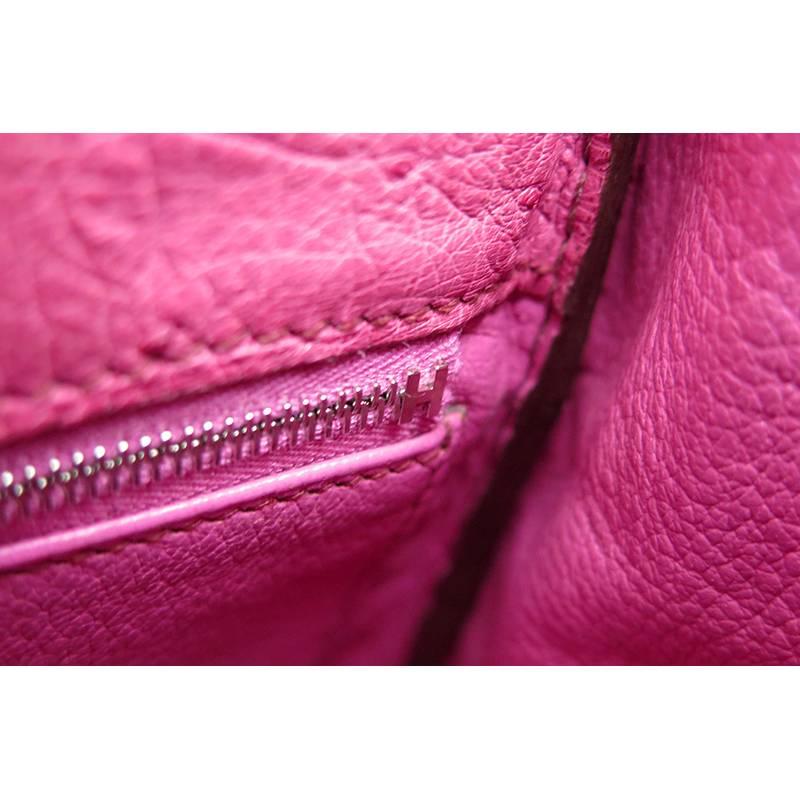Hermes Pink Fuchsia Kelly Ostrich 35cm Palladium Hardware Shoulder Bag For Sale 2