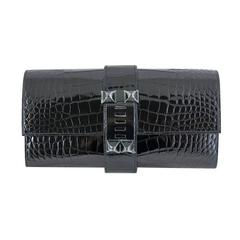 Hermes So Black Medor Crocodile Clutch Purse 