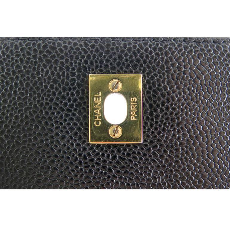 Women's Chanel Kelly Black Caviar Jumbo 2.55 Gold Hardware Evening Bag