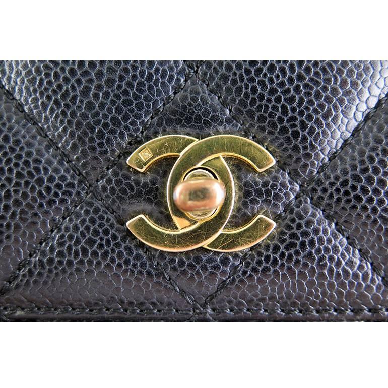 Chanel Kelly Black Caviar Jumbo 2.55 Gold Hardware Evening Bag In Excellent Condition In Singapore, SG