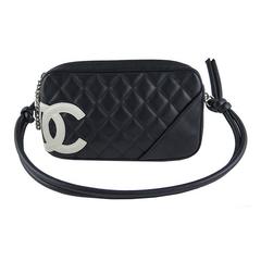 Chanel Black Cambon CC Pochette Lambskin Evening Shoulder Bag
