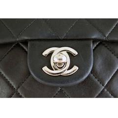 Chanel Black Lambskin 2.55 Classic Small Flap Silver Hardware
