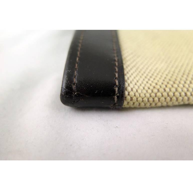 Hermes Unisex Brown Leather Toile Jige Jumbo GM Vintage Portfolio Clutch Bag For Sale 1