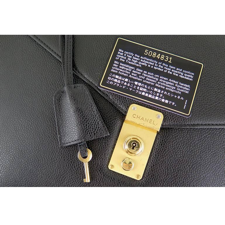 Women's or Men's Chanel Black Caviar Jumbo Briefcase Business Document Bag