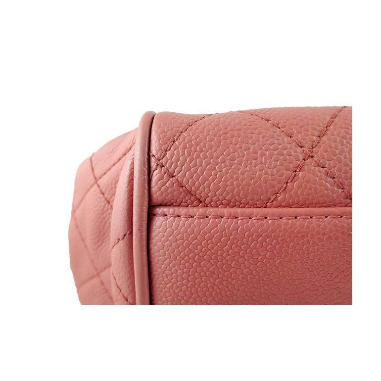 Chanel Caviar Salmon Pink Accordion Tote Shoulder Bag For Sale 1