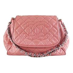 Chanel Caviar Salmon Pink Accordion Tote Shoulder Bag