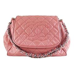 Chanel Caviar Salmon Pink Accordion Tote Shoulder Bag