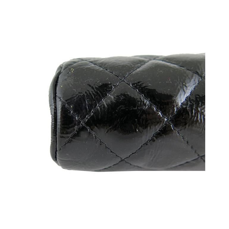 Chanel Black Distressed Patent Leather CC Timeless Clutch Bag For Sale 1
