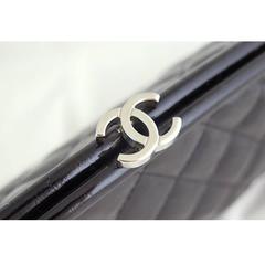 Chanel Black Distressed Patent Leather CC Timeless Clutch Bag