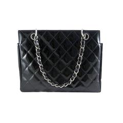 Chanel Ptt Black Patent Petite Timeless Shopping Tote Bag Purse