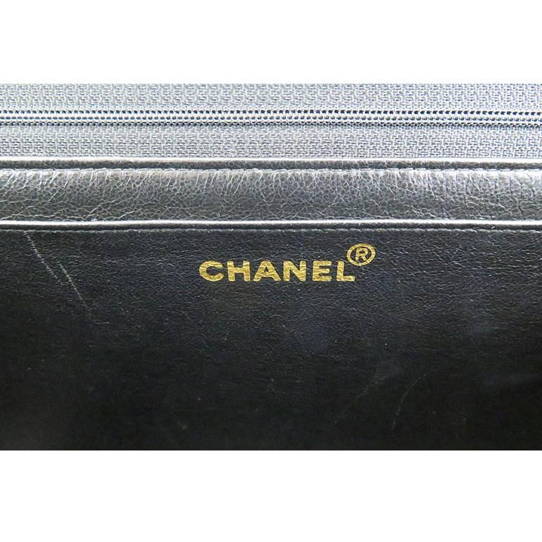 Chanel Jumbo Black 12 inch Patent Mademoiselle 2.55 Classic Bag For Sale 2