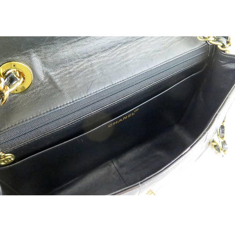 Chanel Jumbo Black 12 inch Patent Mademoiselle 2.55 Classic Bag For Sale 1