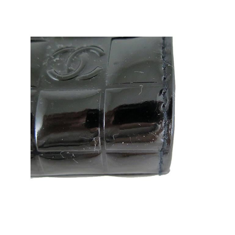 Chanel CC Mirror Black Patent Medium Evening Clutch Bag For Sale 4