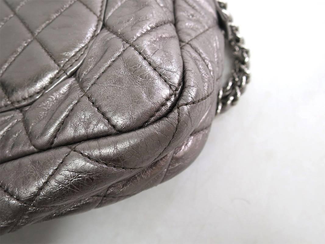 Chanel Metallic Silver Lambskin Camera CC Evening Shoulder Bag For Sale 3